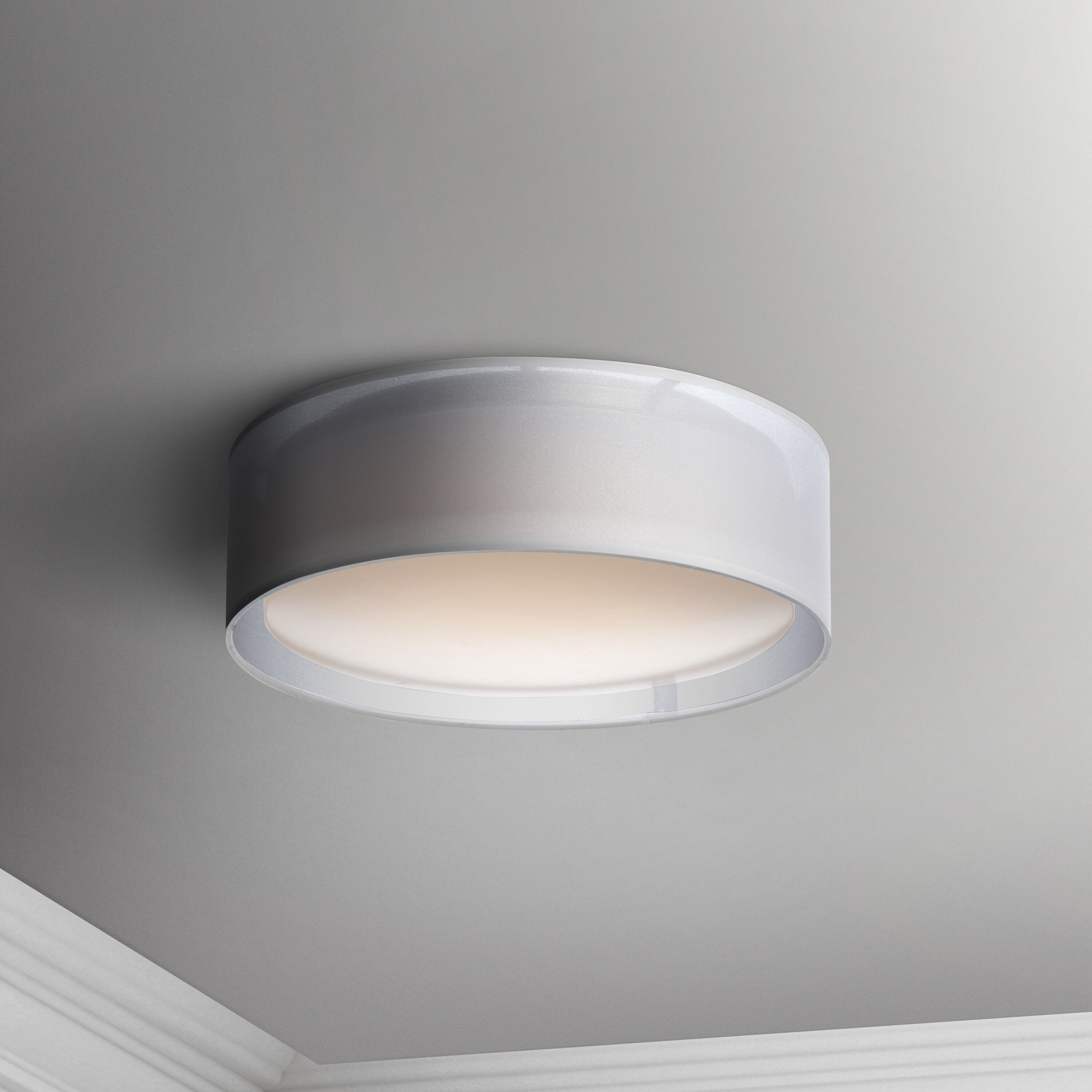 Prime LED 16 inch Flush Mount Ceiling Light in White Organza