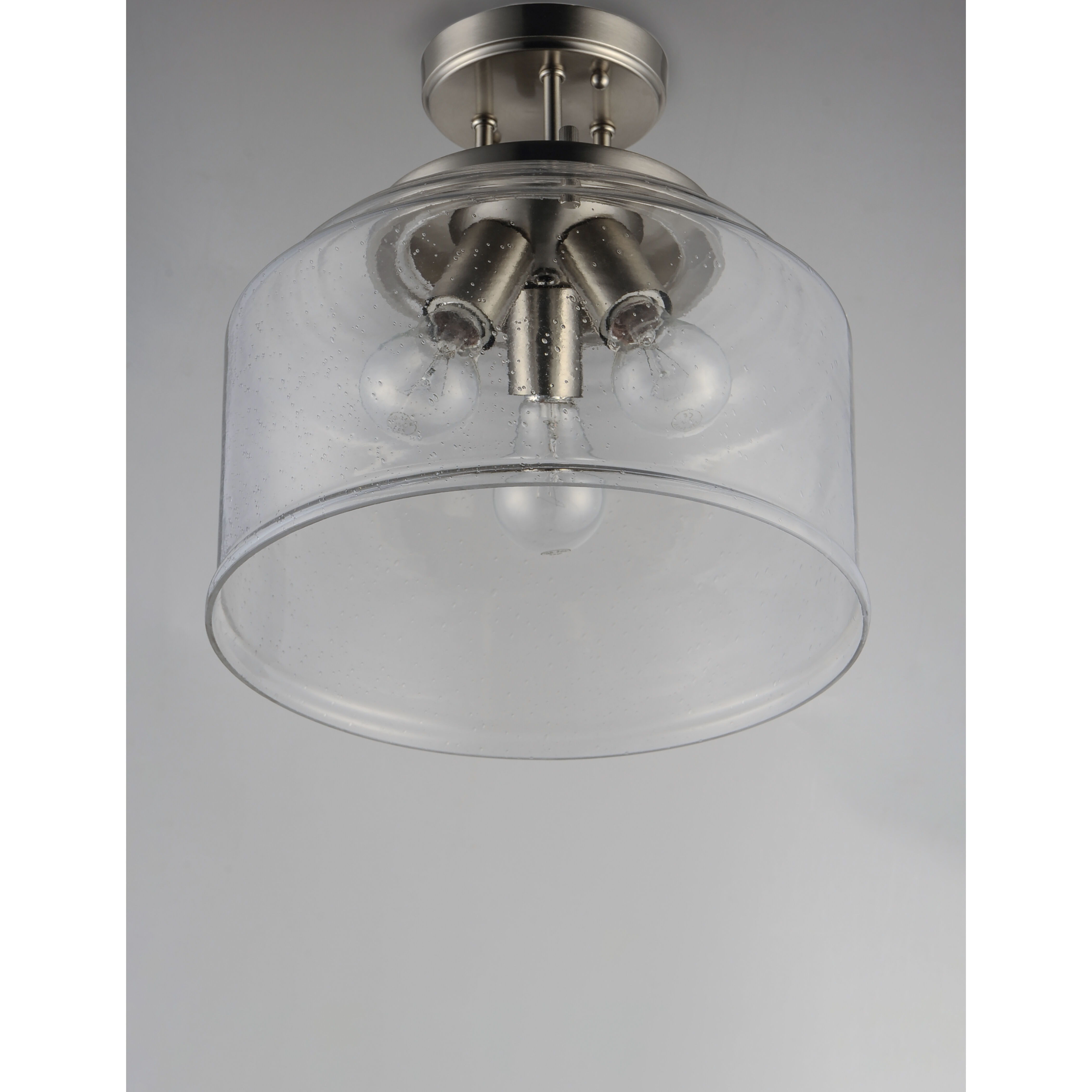 Acadia 3 Light 13 inch Satin Nickel Semi-Flush Mount Ceiling Light