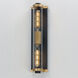 Opulent 2 Light 20 inch Black and Antique Brass Outdoor Wall Mount