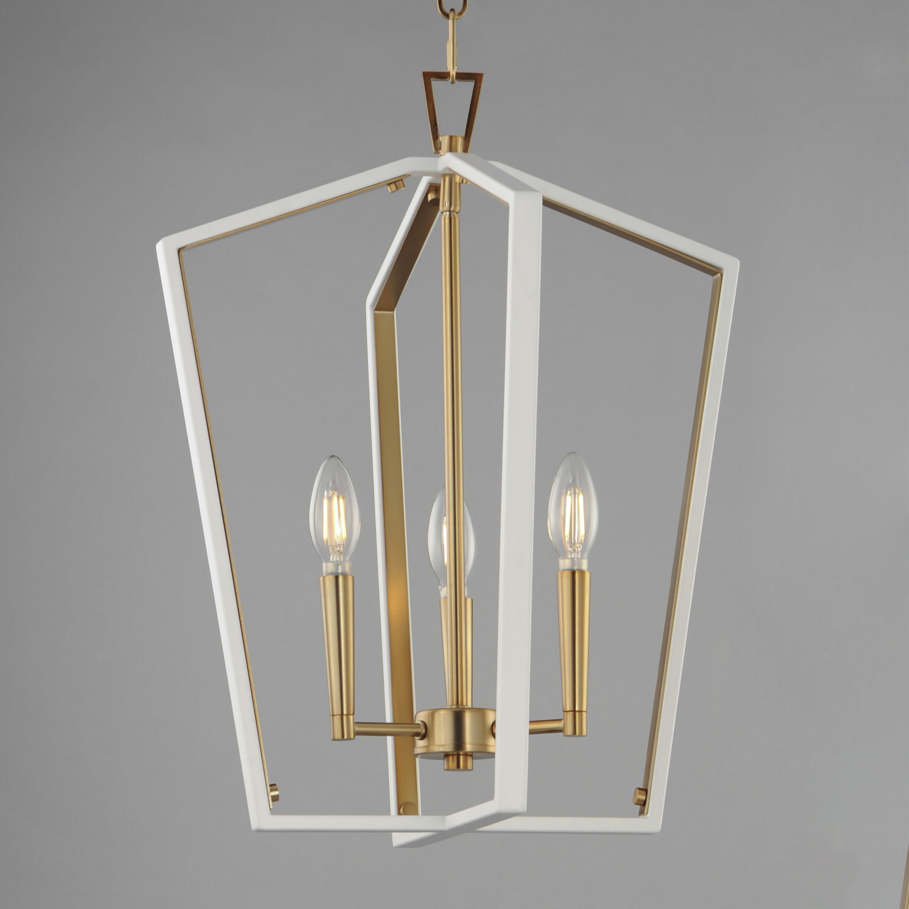 Melrose 3 Light 16 inch White and Natural Aged Brass Entry Foyer Pendant Ceiling Light
