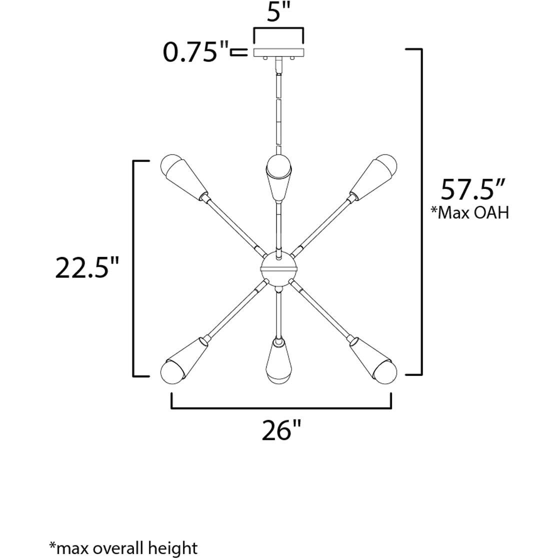 Lovell 6 Light 26 inch Black/Satin Brass Multi-Light Pendant Ceiling Light in Incandescent