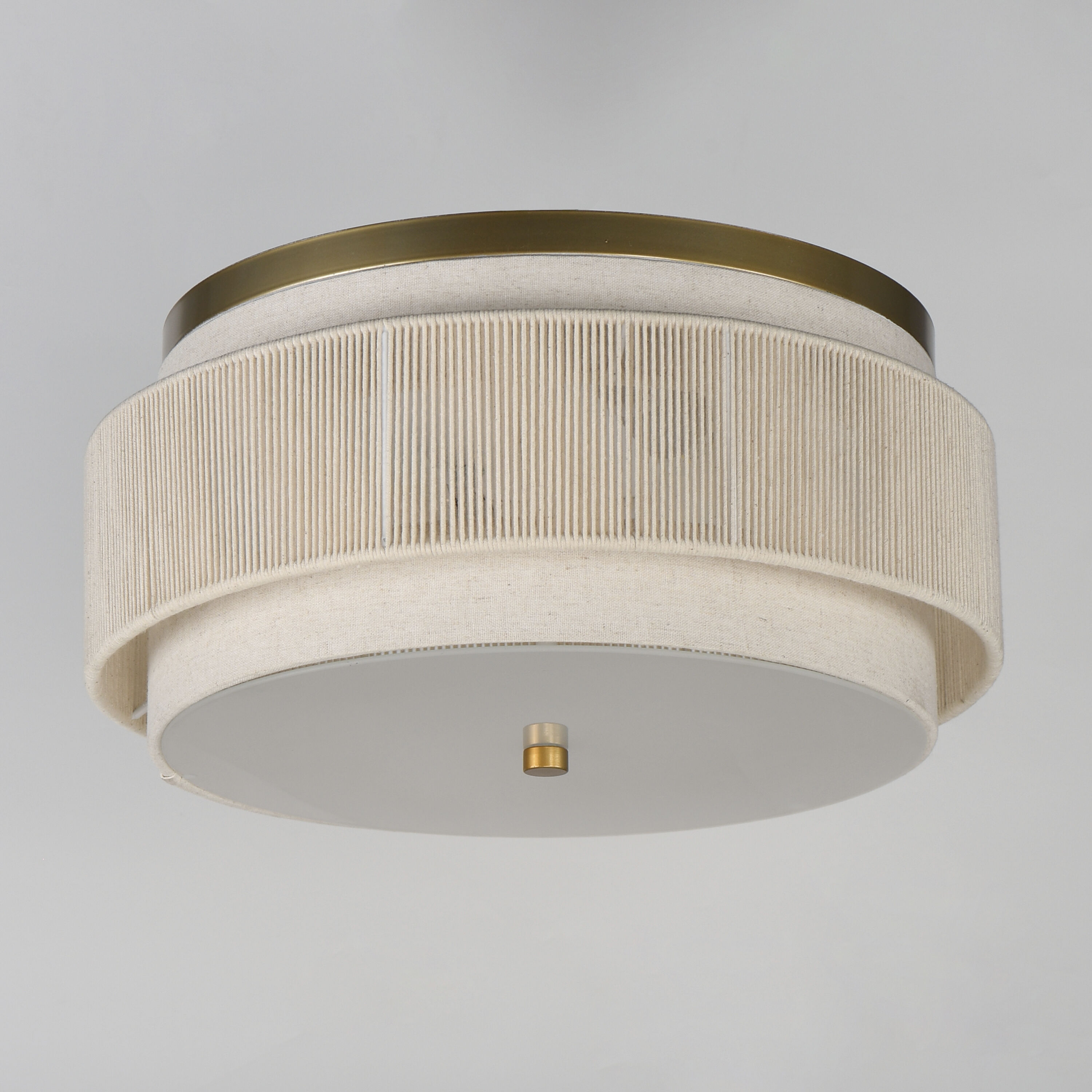 Seacliff 2 Light 16 inch Natural Aged Brass Flush Mount Ceiling Light