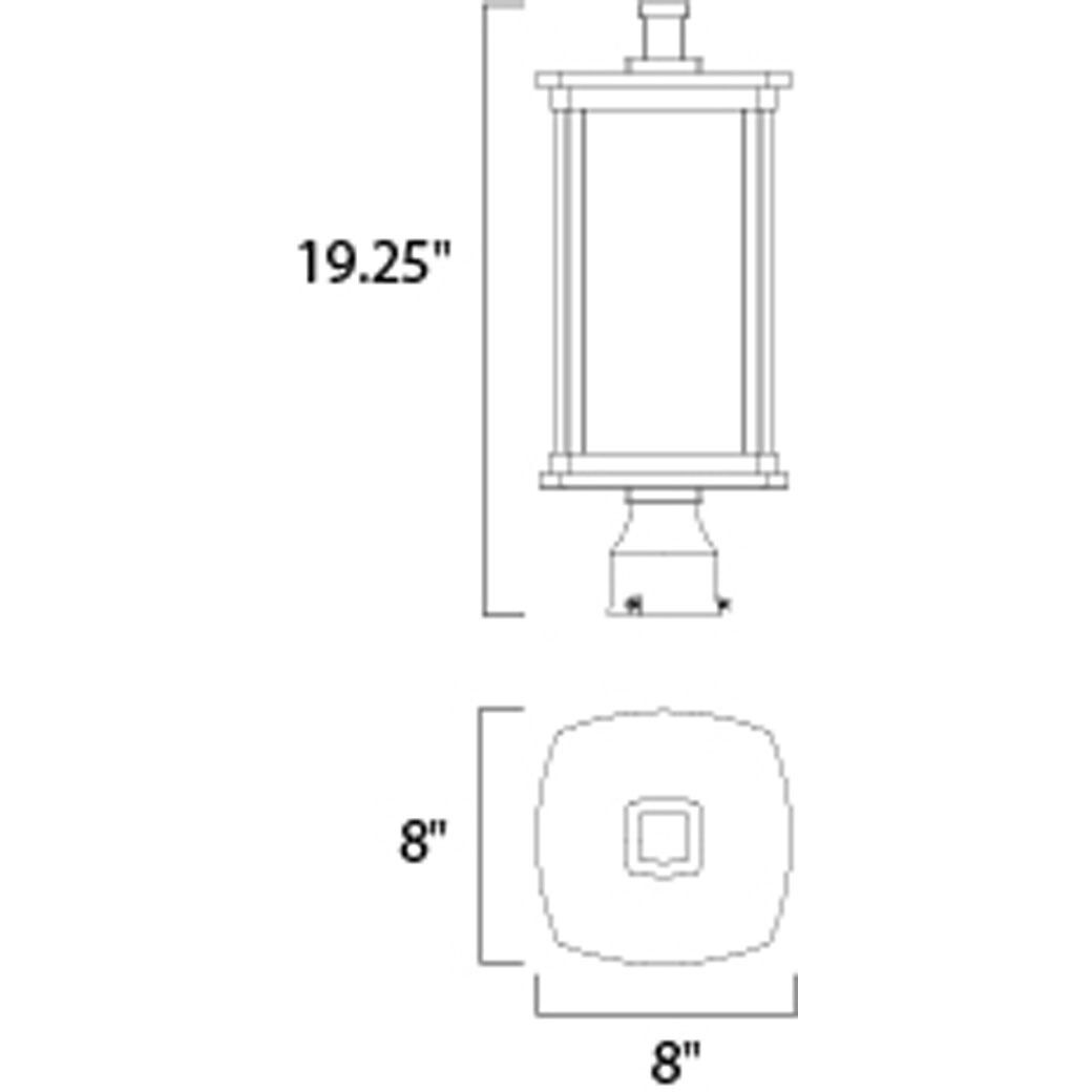 Terrace 1 Light 19 inch Bronze Outdoor Post in Frosted Seedy