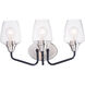Goblet 3 Light 18 inch Black/Satin Nickel Bath Vanity Wall Light in Black and Satin Nickel