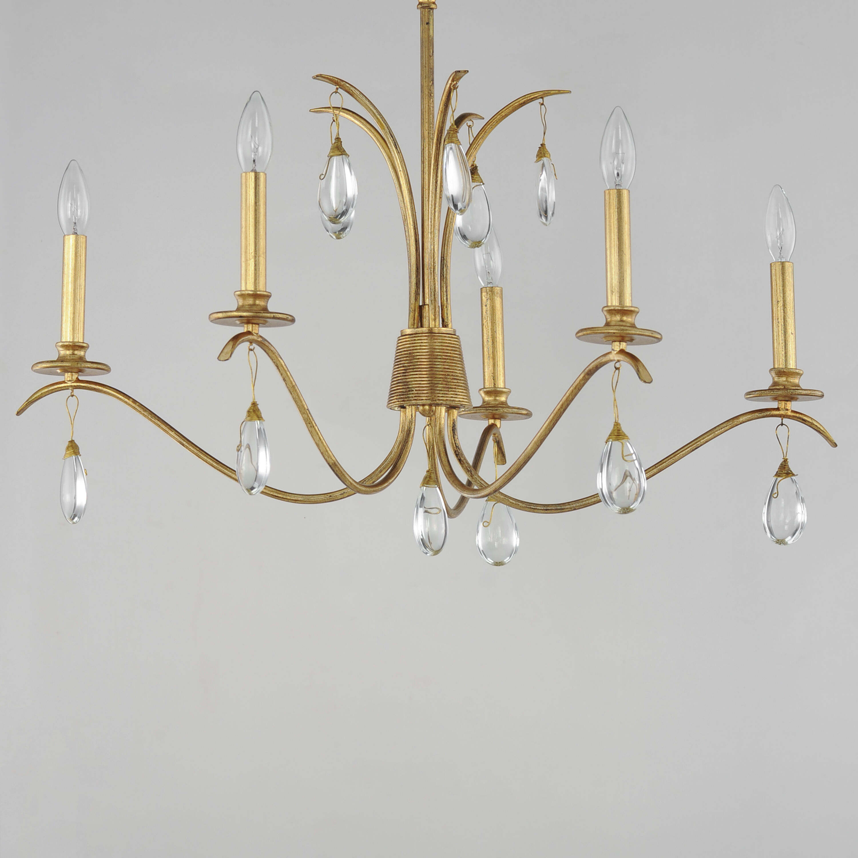 Eden 5 Light 32 inch Charcoal Gold Leaf Chandelier Ceiling Light
