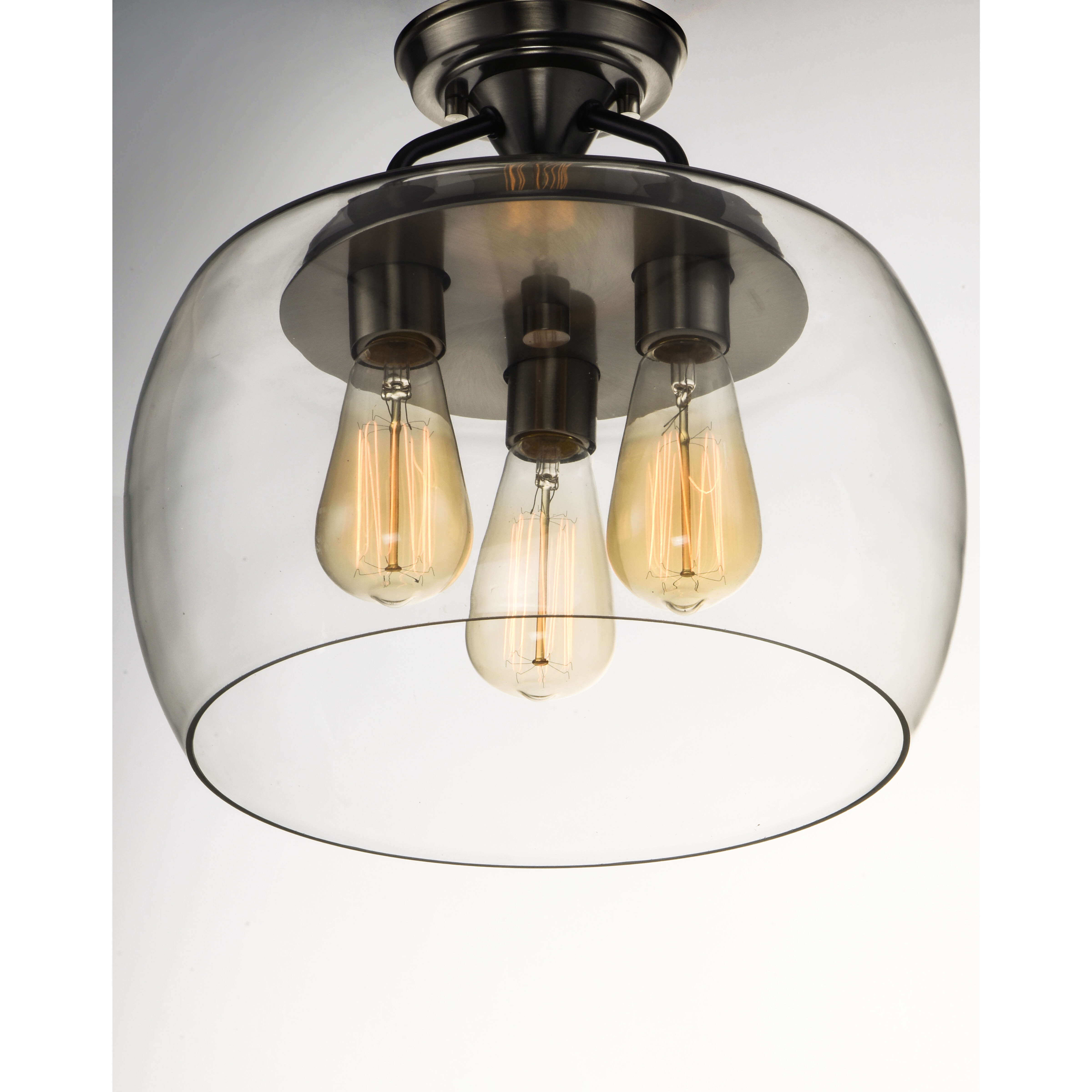 Goblet 3 Light 14 inch Black/Satin Nickel Semi-Flush Mount Ceiling Light in Black and Satin Nickel