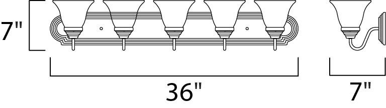 Essentials - 801x 5 Light 36 inch Satin Nickel Bath Light Wall Light in Frosted