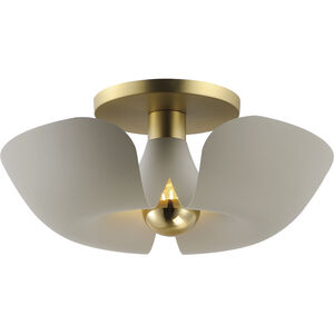 Poppy LED 17.75 inch Silver Gold with Satin Brass Flush Mount Ceiling Light in Silver Gold and Satin Brass