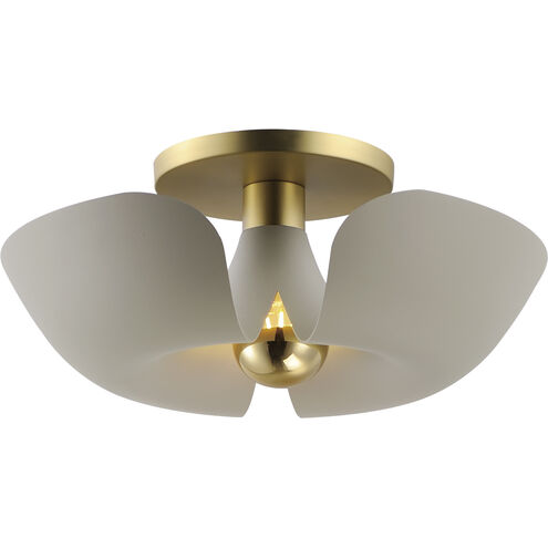 Poppy LED 17.75 inch Silver Gold with Satin Brass Flush Mount Ceiling Light in Silver Gold and Satin Brass