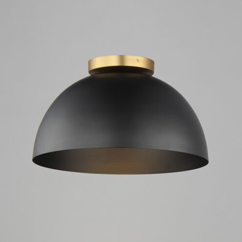 Thelonious 1 Light 15.75 inch Black and Natural Aged Brass Flush Mount Ceiling Light