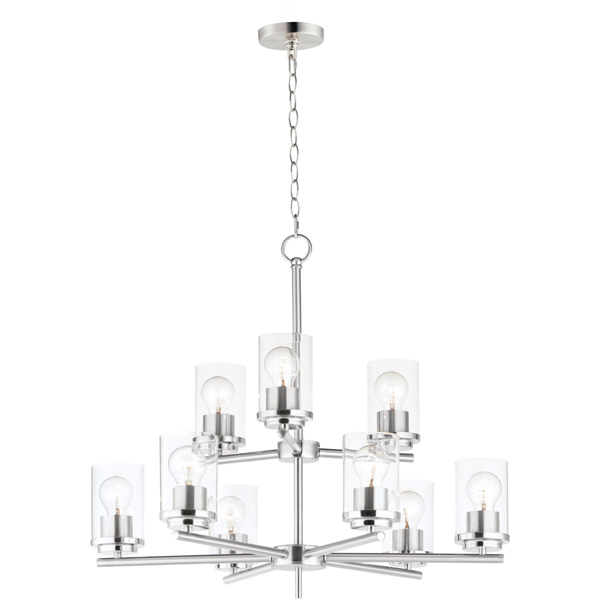 Corona 9 Light 28 inch Satin Nickel Multi-Tier Chandelier Ceiling Light in Clear