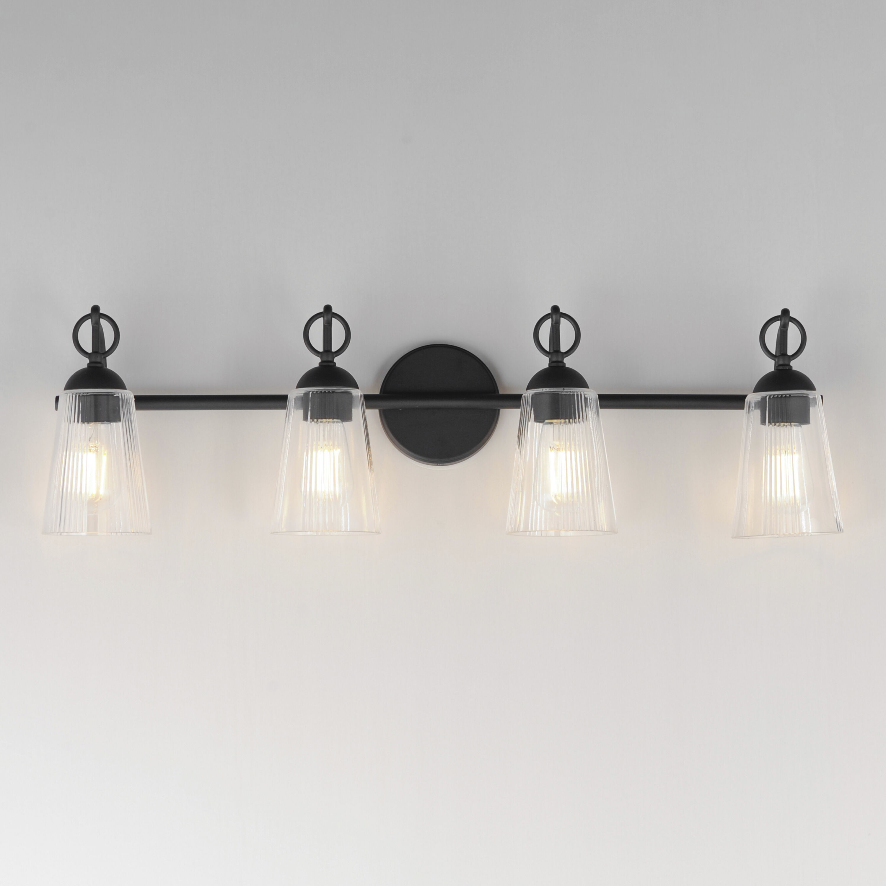 Jackson Hole 4 Light 33 inch Black Bath Vanity Light Wall Light in Clear