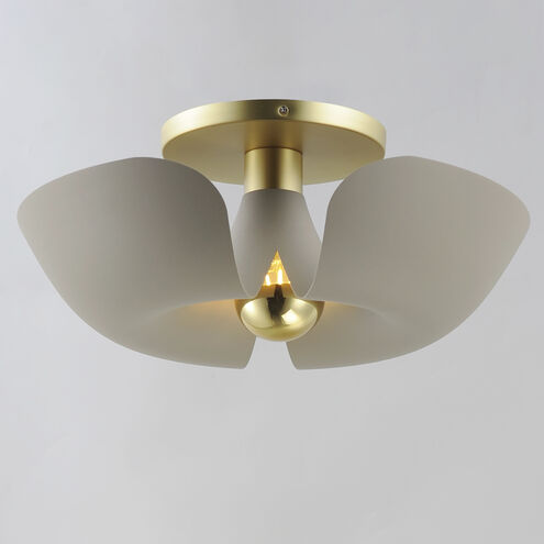 Poppy LED 17.75 inch Silver Gold with Satin Brass Flush Mount Ceiling Light in Silver Gold and Satin Brass