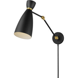 Carillon 1 Light 7 inch Black and Satin Brass Wall Sconce Wall Light