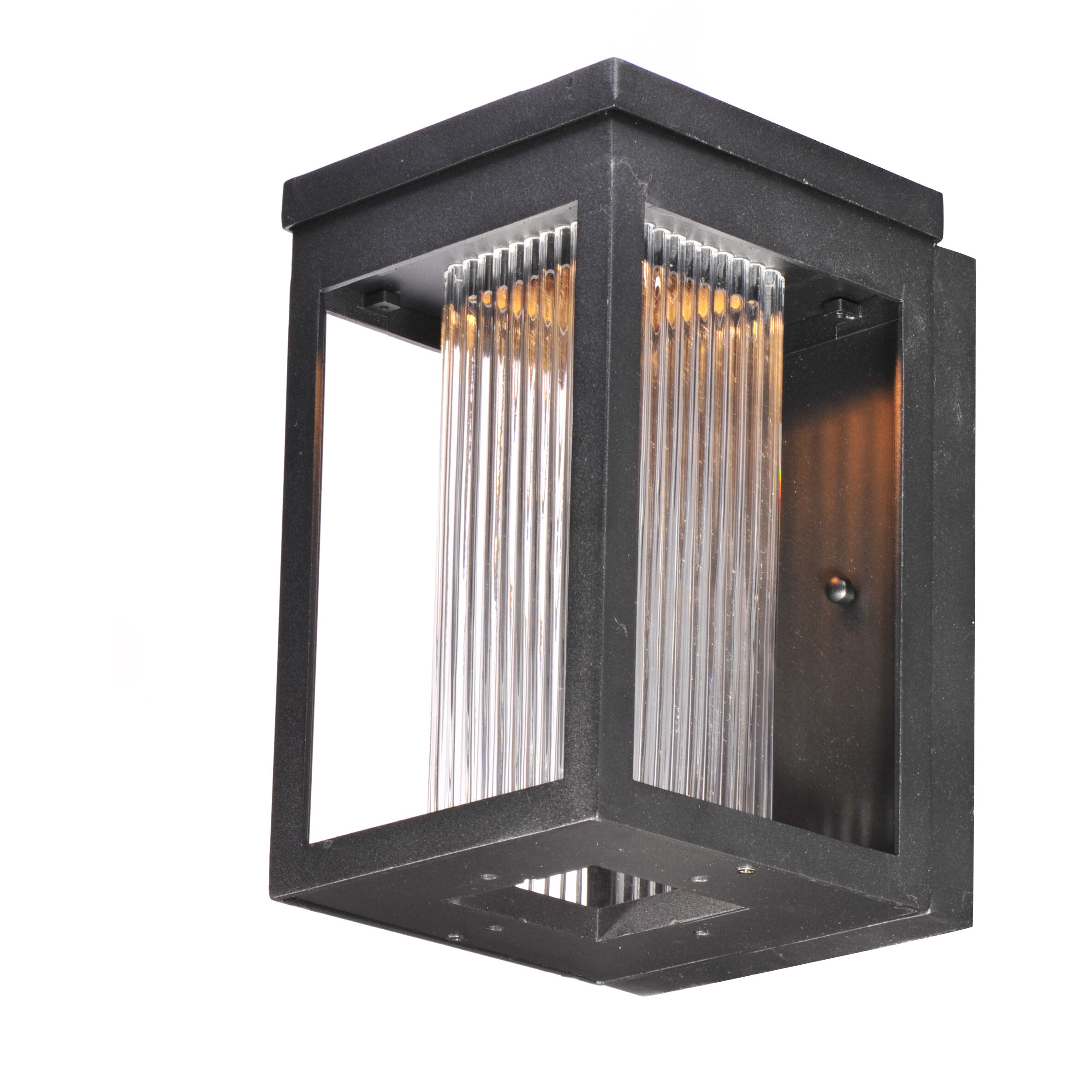 Salon LED LED 10 inch Black Outdoor Wall Sconce in Clear Ribbed