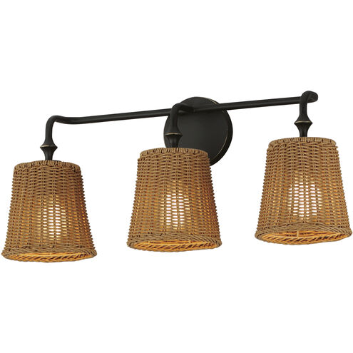 Baja 3 Light 24.25 inch Dark Bronze Bath Vanity Wall Light