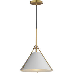 Lucas 1 Light 13.25 inch Light French Gray and Natural Aged Brass Single Pendant Ceiling Light