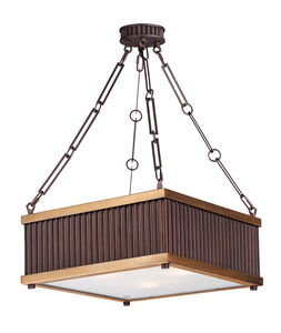 Ruffle 3 Light 13 inch Oil Rubbed Bronze/Burnished Brass Single Pendant Ceiling Light