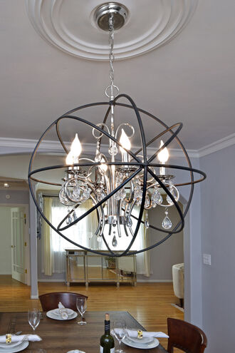 Orbit 12 Light 40 inch Anthracite/Polished Nickel Single Pendant Ceiling Light in Anthracite and Polished Nickel