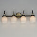 Milk 4 Light 30.5 inch Satin Brass Bath Vanity Wall Light in Black and Satin Brass