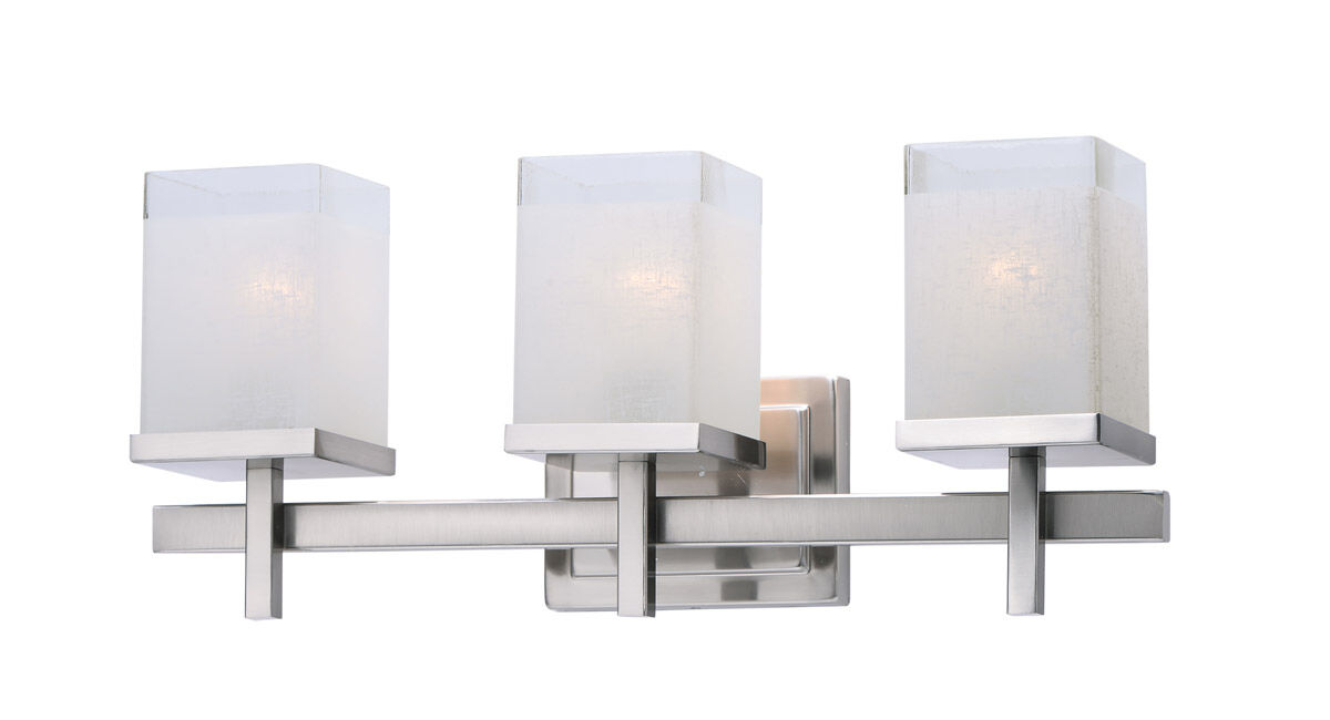 Tetra 3 Light 22 inch Satin Nickel Bath Vanity Wall Light in White Linen