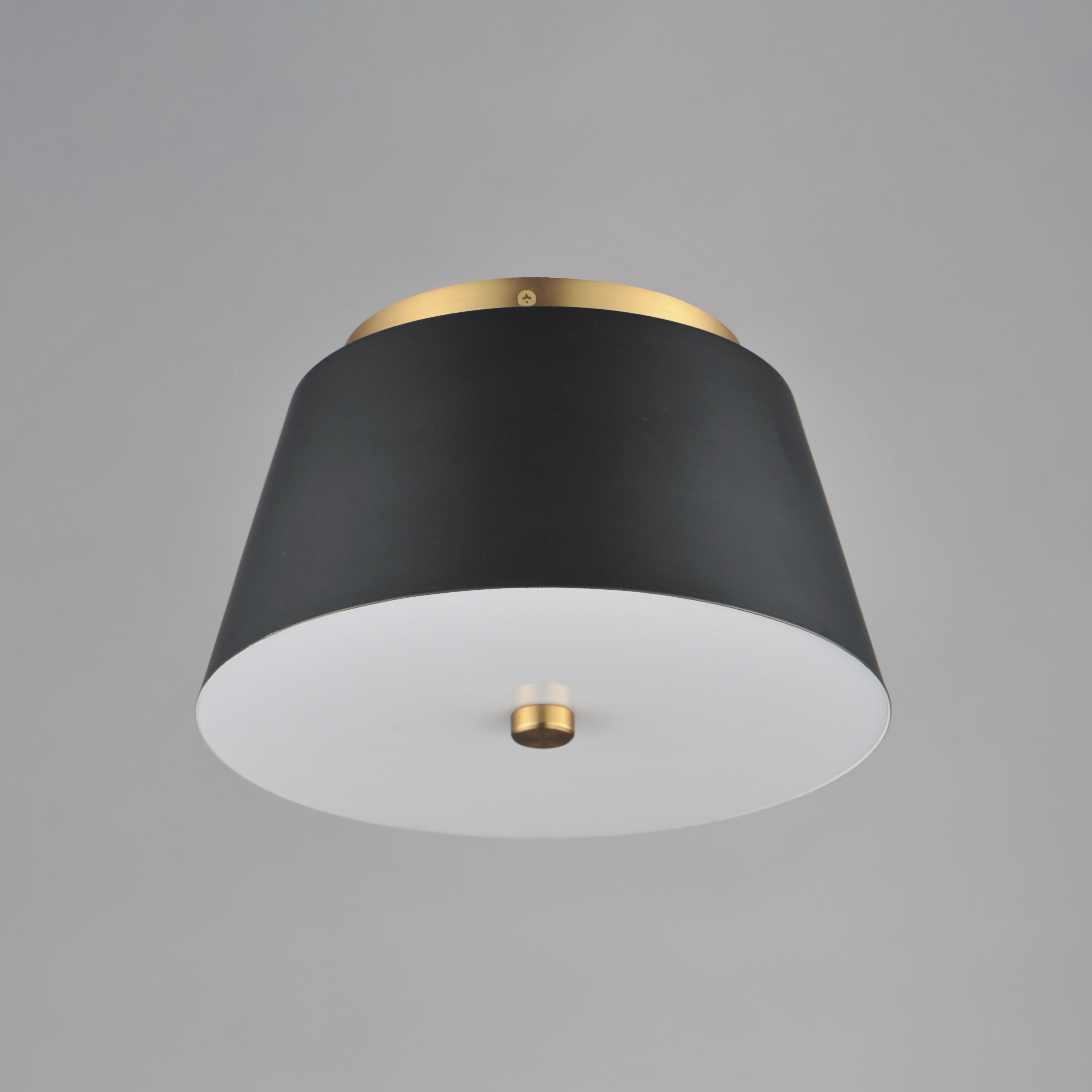 Miles LED 10.5 inch Black and Natural Aged Brass Flush Mount Ceiling Light