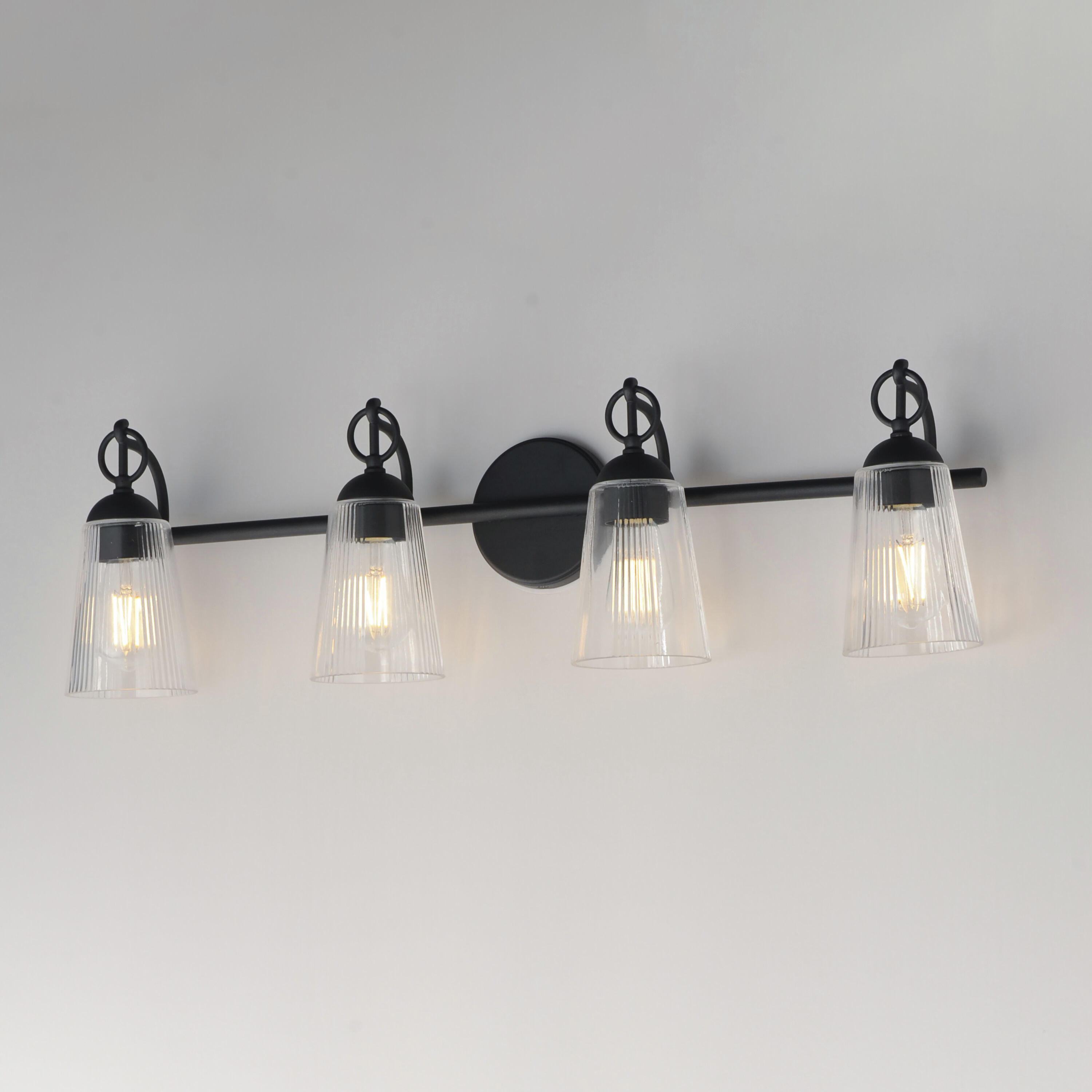 Jackson Hole 4 Light 33 inch Black Bath Vanity Light Wall Light in Clear