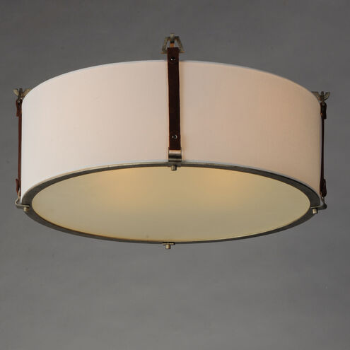 Sausalito 4 Light 24 inch Weathered Zinc / Brown Suede Flush Mount Ceiling Light