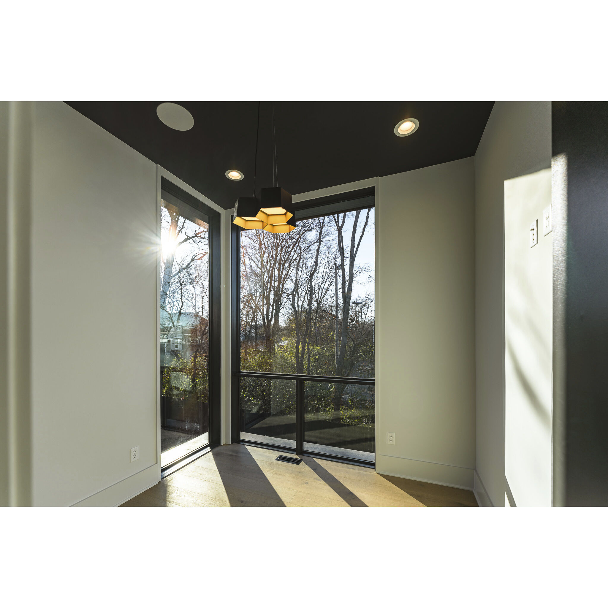 Honeycomb LED 16 inch Black/Gold Chandelier Ceiling Light