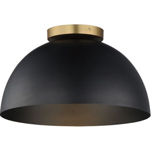Thelonious 1 Light 15.75 inch Black and Natural Aged Brass Flush Mount Ceiling Light