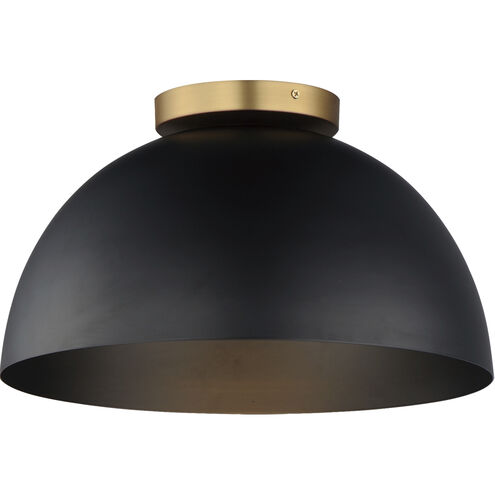 Thelonious 1 Light 15.75 inch Black and Natural Aged Brass Flush Mount Ceiling Light