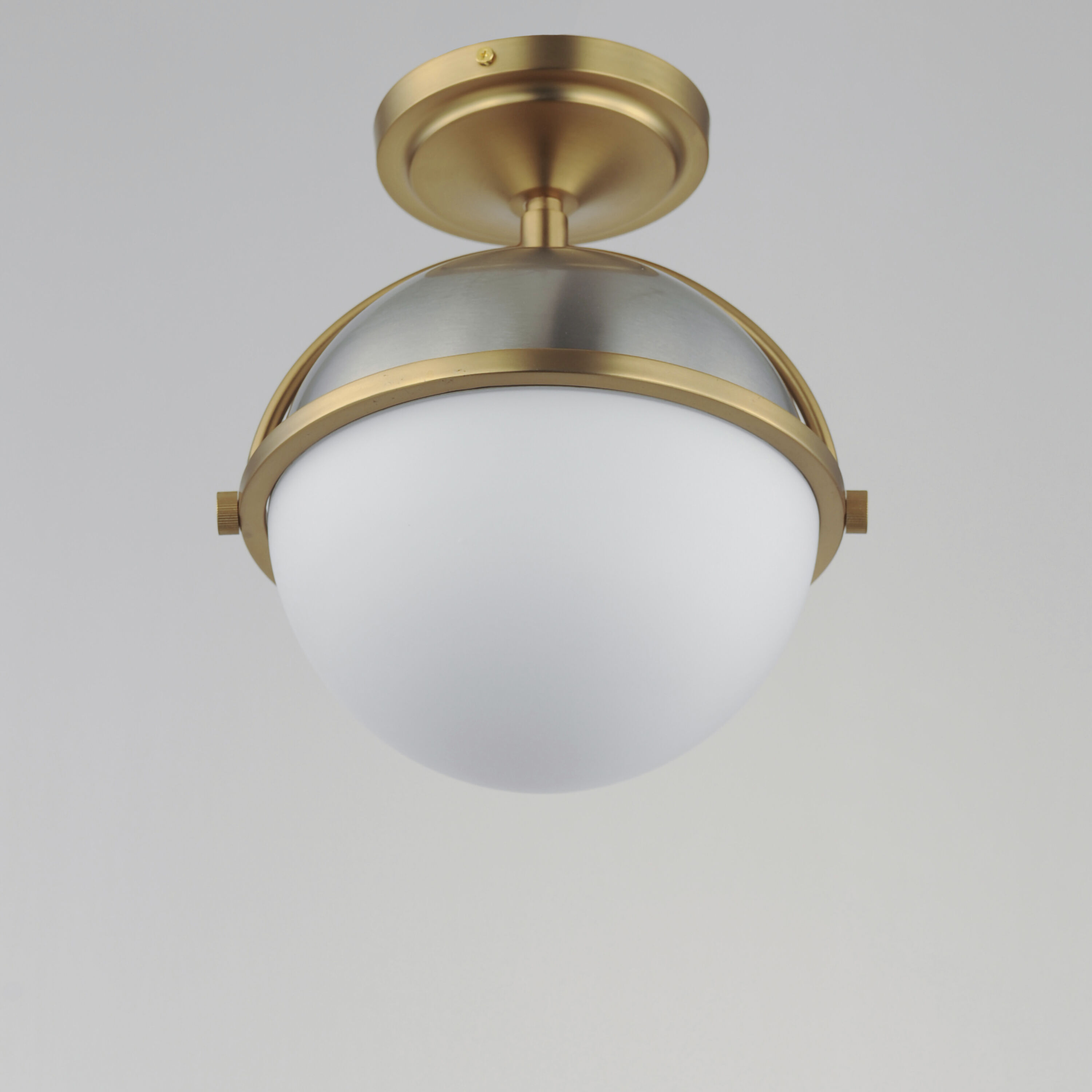 Duke 1 Light 9.5 inch Satin Nickel and Satin Brass Semi-Flush Mount Ceiling Light