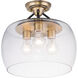 Goblet 3 Light 13.5 inch Bronze and Antique Brass Semi-Flush Mount Ceiling Light