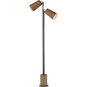 Scout 71 inch 9.00 watt Weathered Wood / Tan Leather Floor Lamp Portable Light