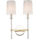 Uptown 2 Light 13 inch Satin Brass and Polished Nickel Wall Sconce Wall Light