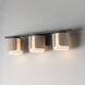Draughtsman 3 Light 27 inch Natural Wood and Charcoal Bath Vanity Wall Light in Satin White