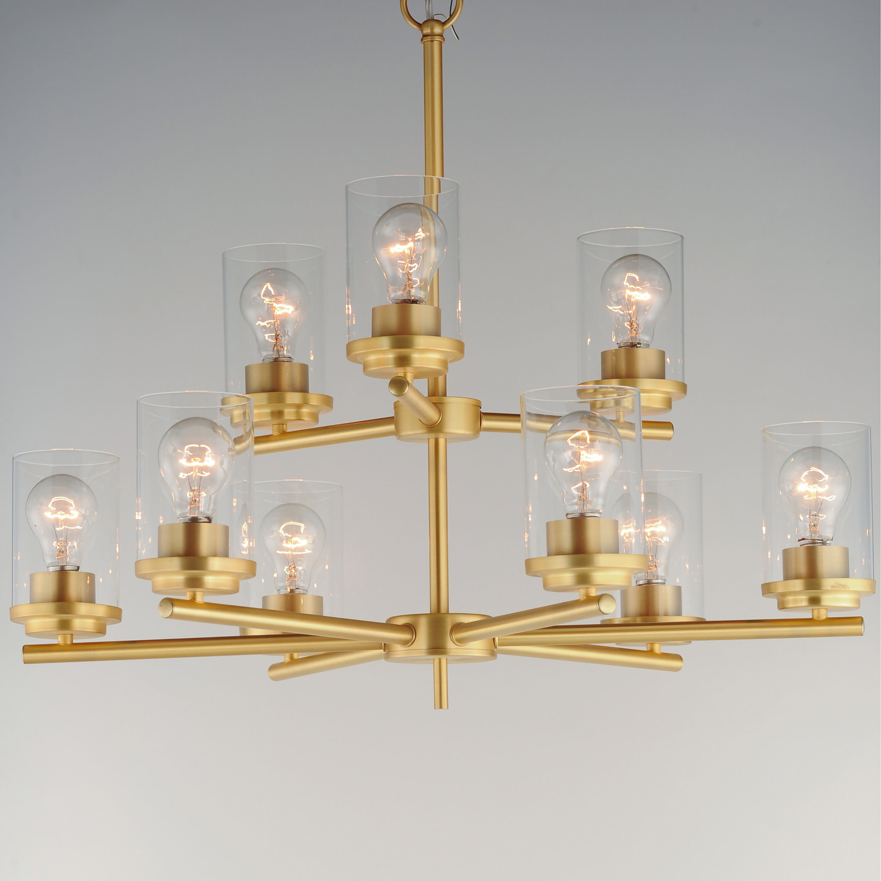 Corona 9 Light 28 inch Satin Brass Multi-Tier Chandelier Ceiling Light in Clear