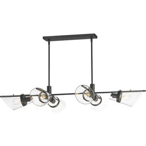 Finch Linear Pendant Ceiling Light in Seedy, Dark BronzeandAntique Brass