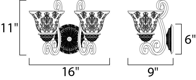 Symphony 2 Light 16 inch Oil Rubbed Bronze Wall Sconce Wall Light