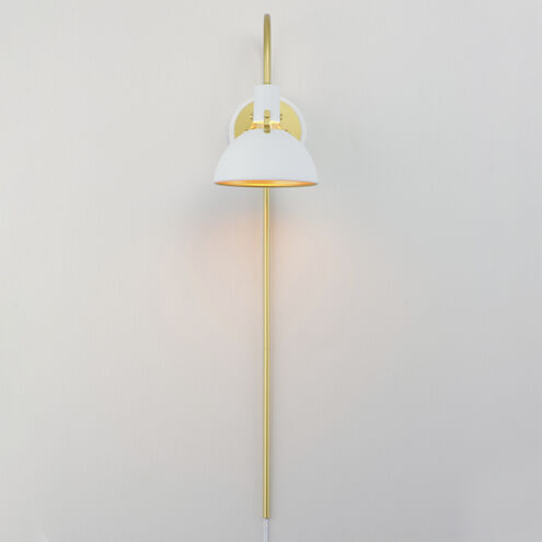 Dawn Wall Sconce Wall Light in White and Satin Brass