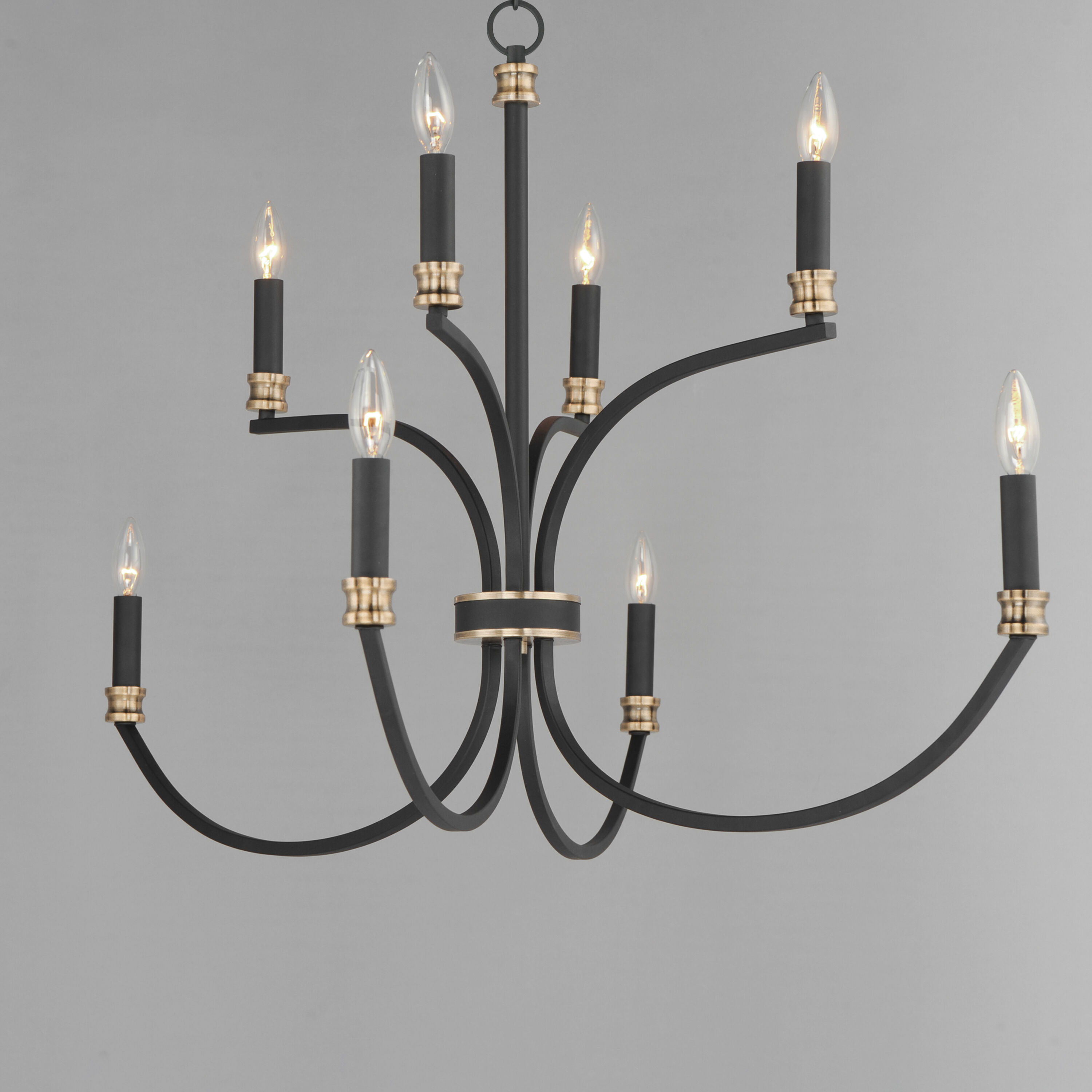 Maxim 11378BKAB Charlton 8 Light 48 inch Black/Antique Brass