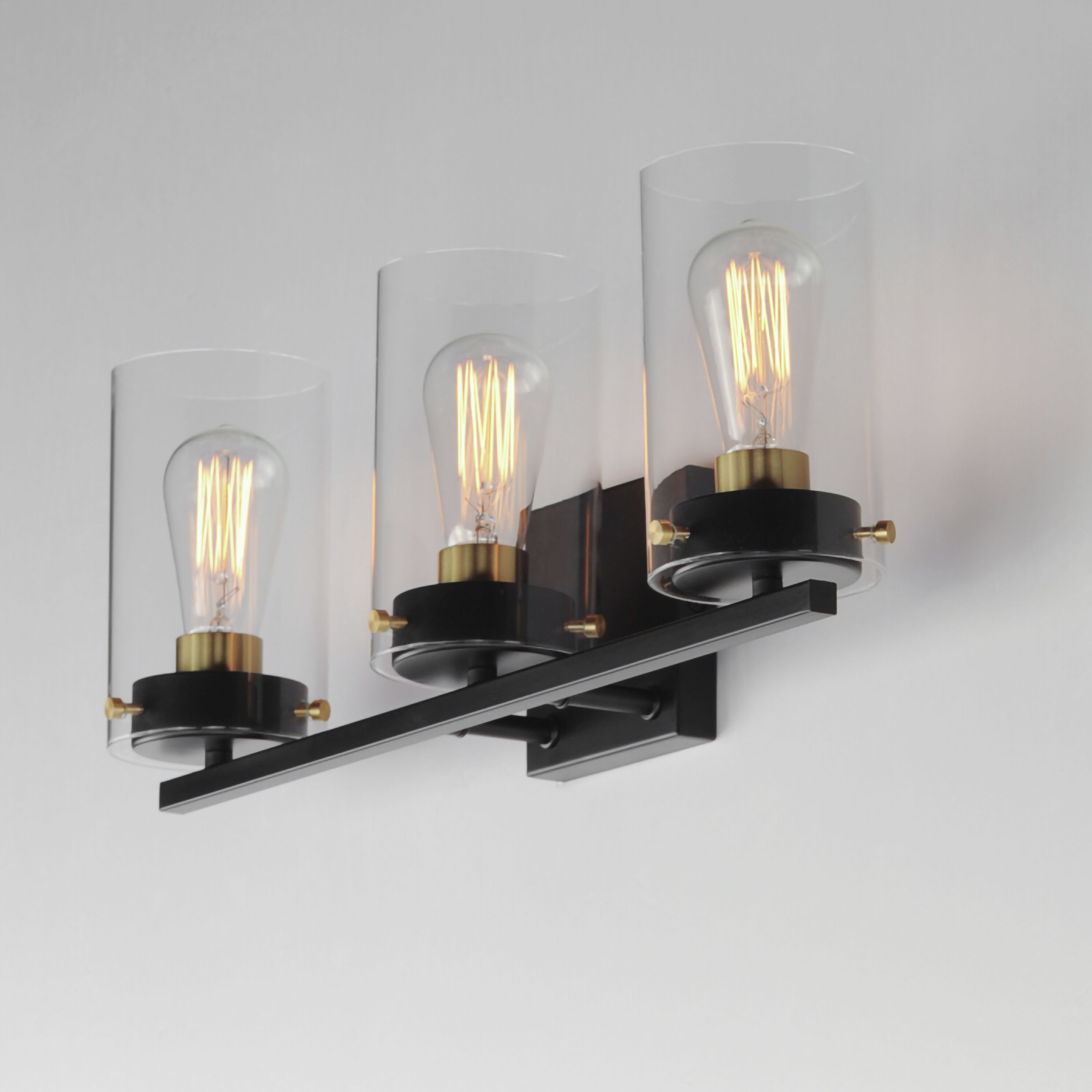 Pinn 3 Light 21 inch Black/Satin Brass Bath Vanity Wall Light