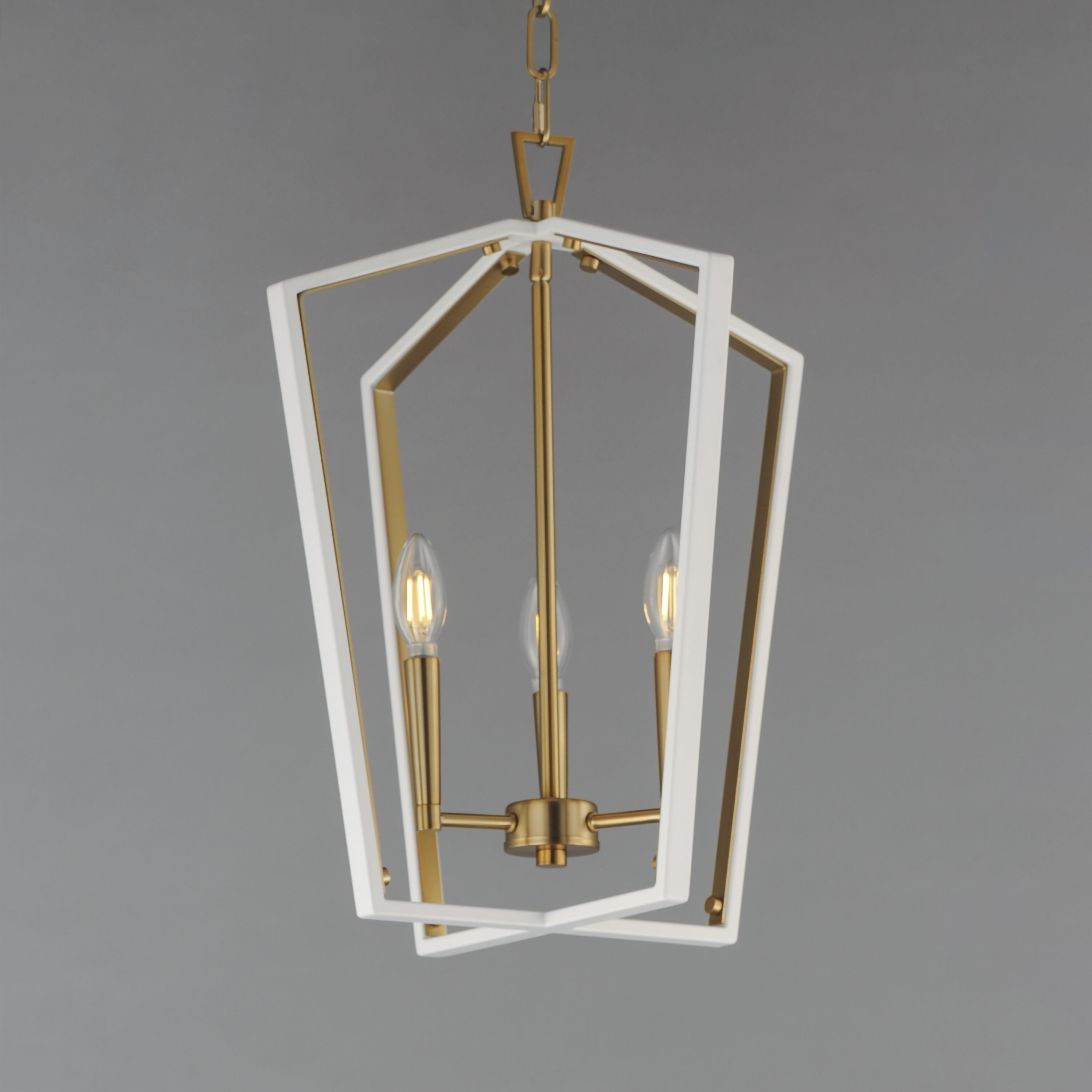 Melrose 3 Light 16 inch White and Natural Aged Brass Entry Foyer Pendant Ceiling Light