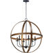 Compass 6 Light 30 inch Antique Pecan and Black Single Pendant Ceiling Light