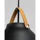 Nordic 1 Light 19 inch Tan Leather and Black Single Pendant Ceiling Light