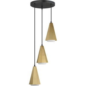 Rizzo 3 Light 14 inch Black and Antique Brass Multi-Light Pendant Ceiling Light