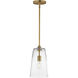 Hudson 1 Light 7.75 inch Natural Aged Brass Single Pendant Ceiling Light in Clear