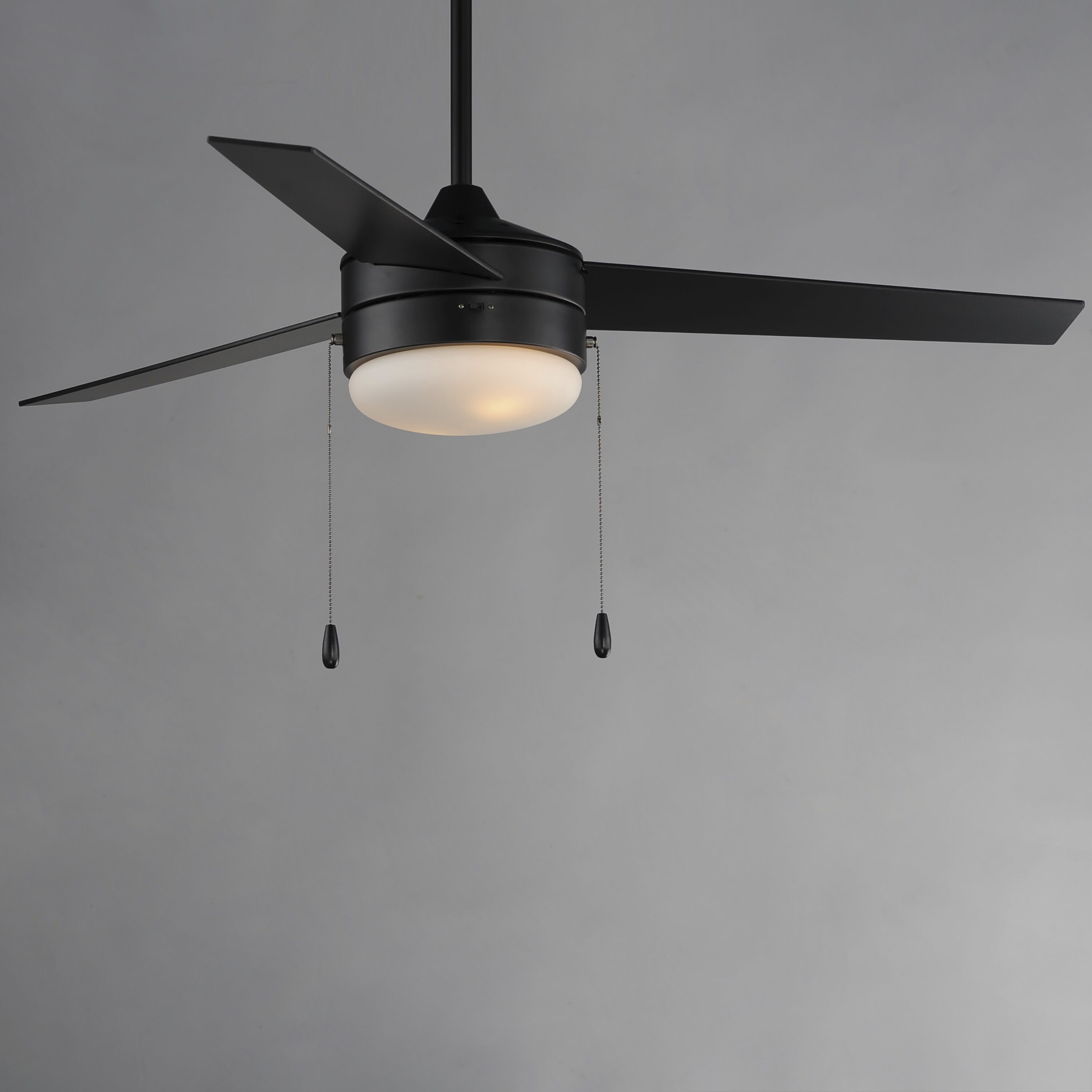 Trio 52 inch Black with Walnut Indoor Ceiling Fan in Black and Walnut, Outdoor Ceiling Fan