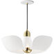 Poppy LED 17.75 inch White with Satin Brass Single Pendant Ceiling Light in White and Satin Brass