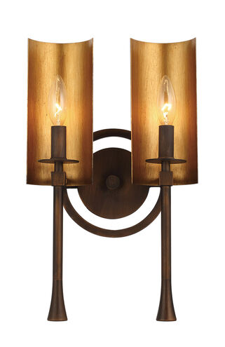 Candella 2 Light 10 inch Chestnut Bronze/Gold Bath Vanity Wall Light